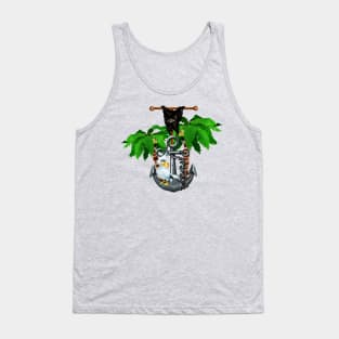 Anchor with funny gull and palm trees Tank Top